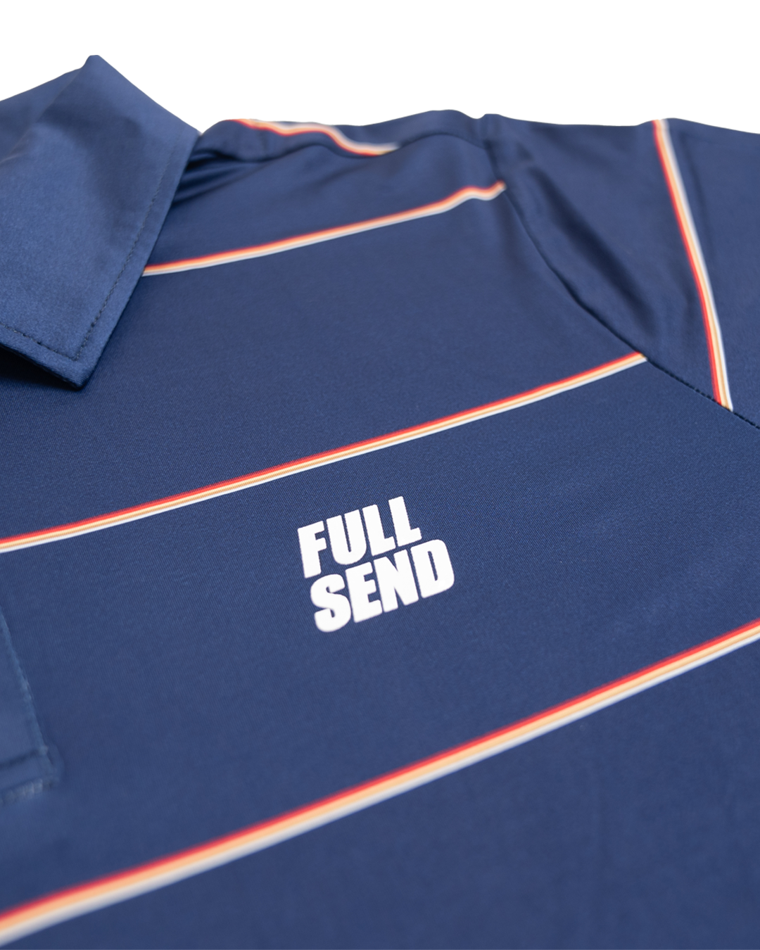 Full Send Golf Stripes Navy/Red Polo