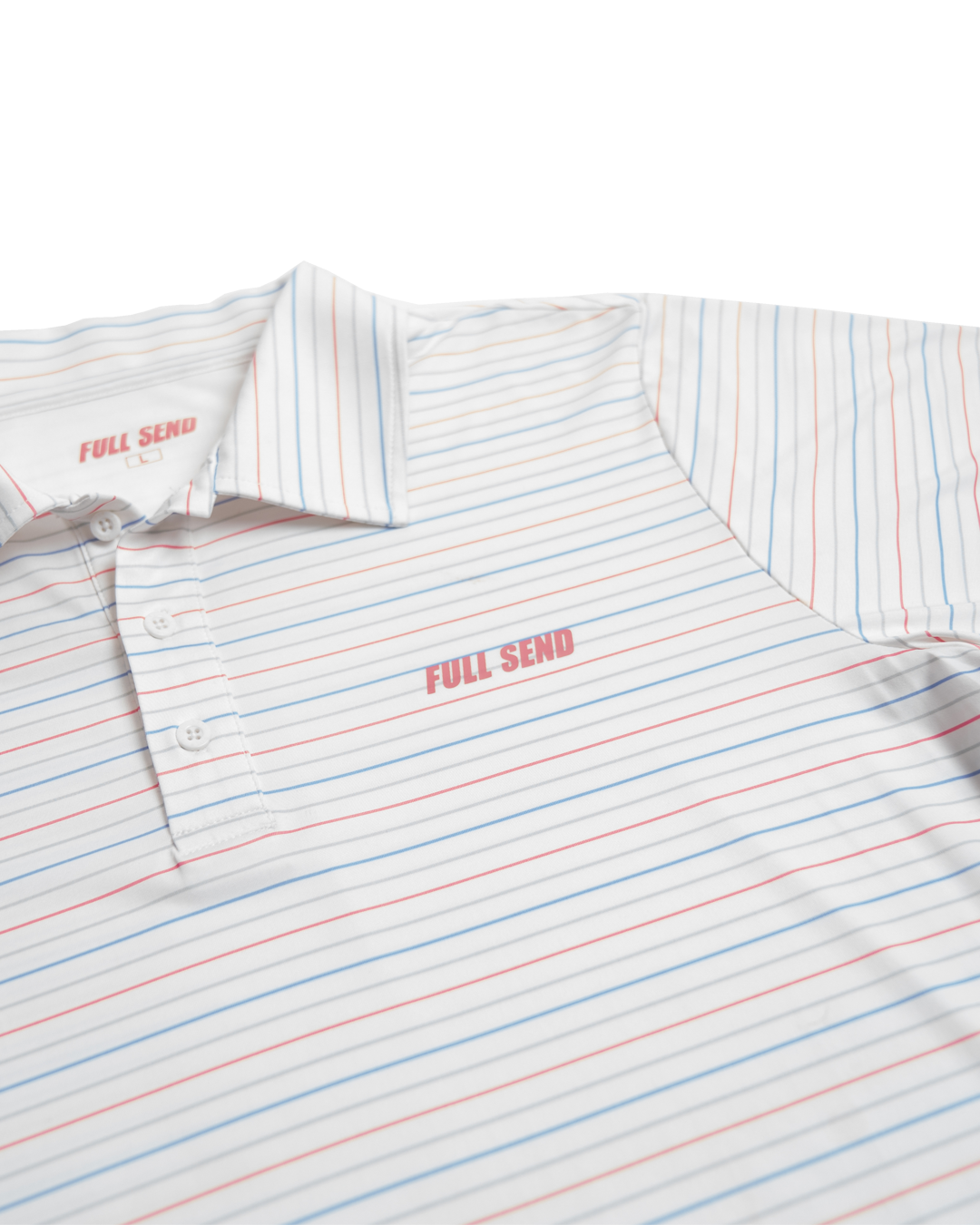 Full Send Golf Stripes White/Pink Polo