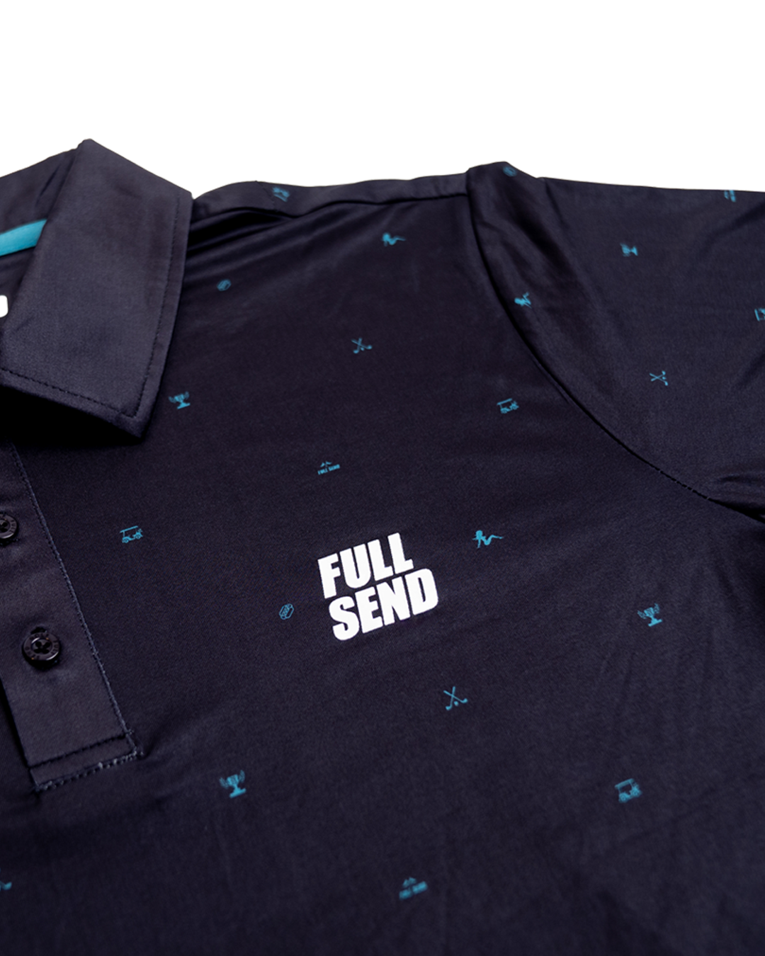 Full Send Golf Mini Party Black/Turqoise Polo