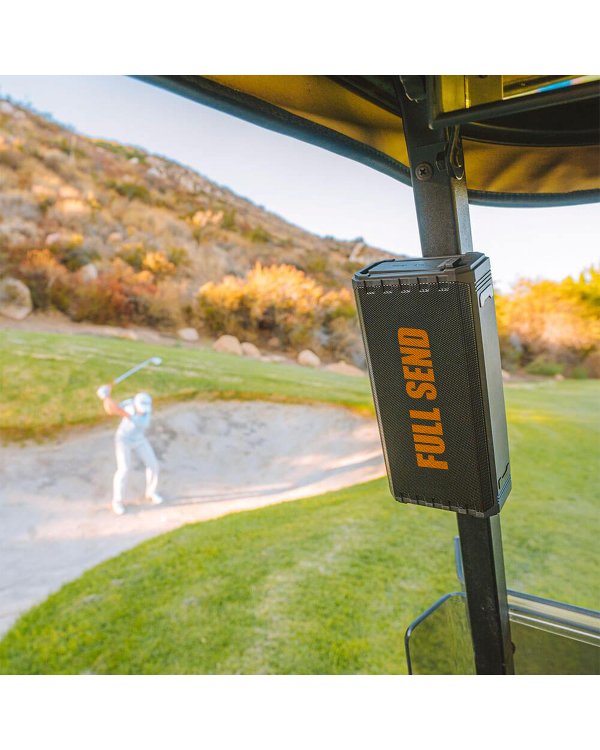 Full Send Golf X Rokform Orange Logo Golf Speaker
