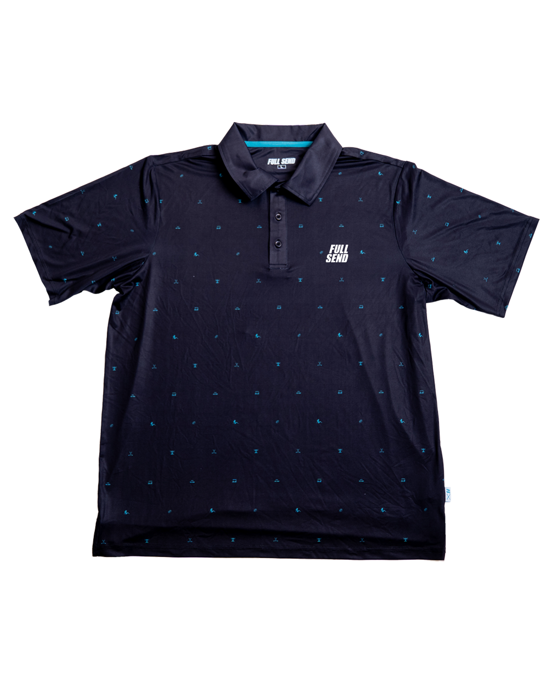 Full Send Golf Mini Party Black/Turqoise Polo
