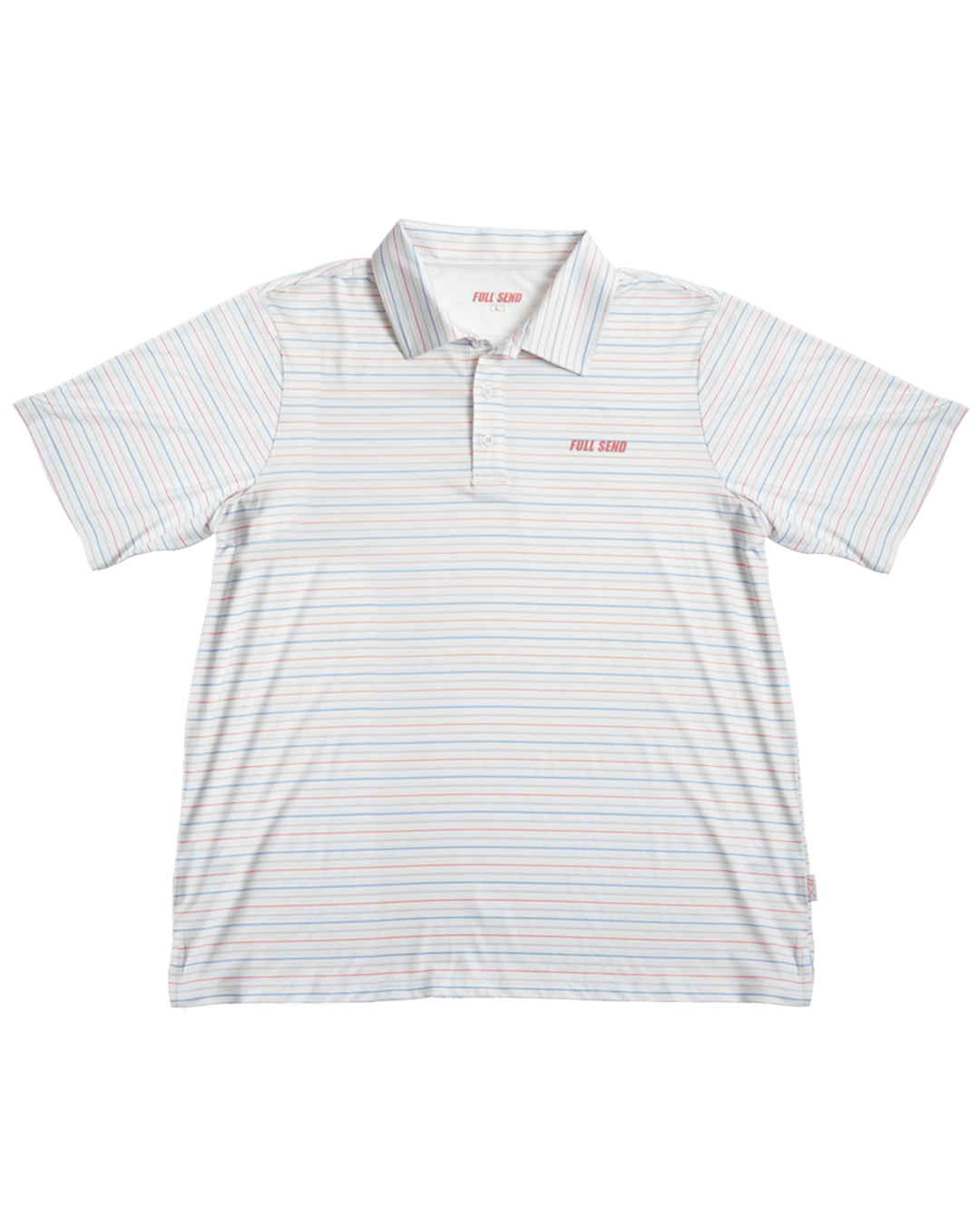 Full Send Golf Stripes White/Pink Polo