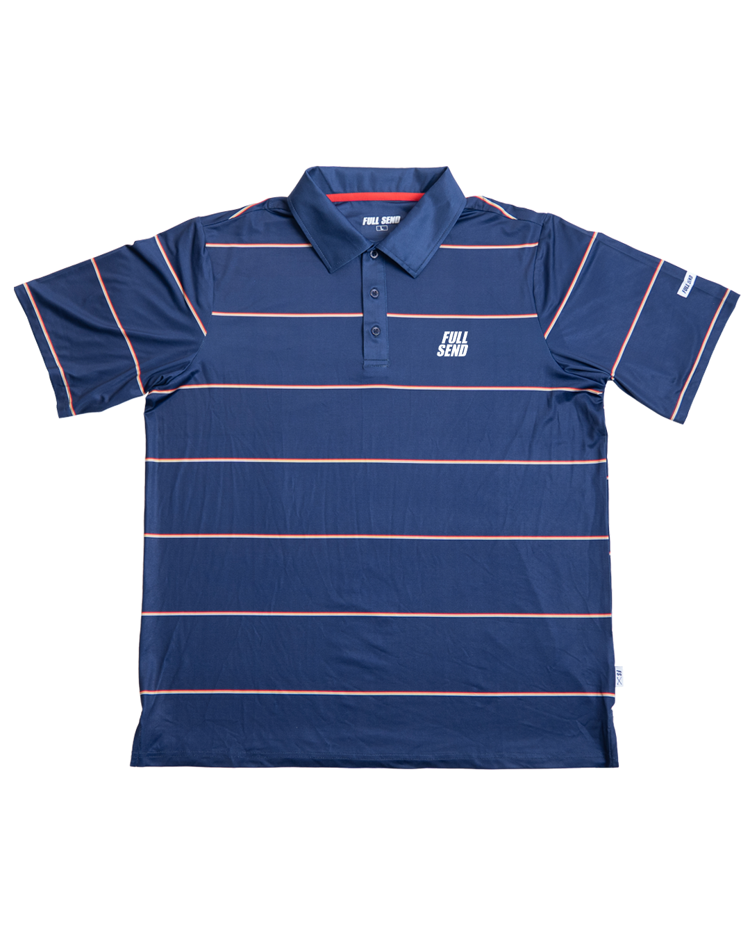 Full Send Golf Stripes Navy/Red Polo