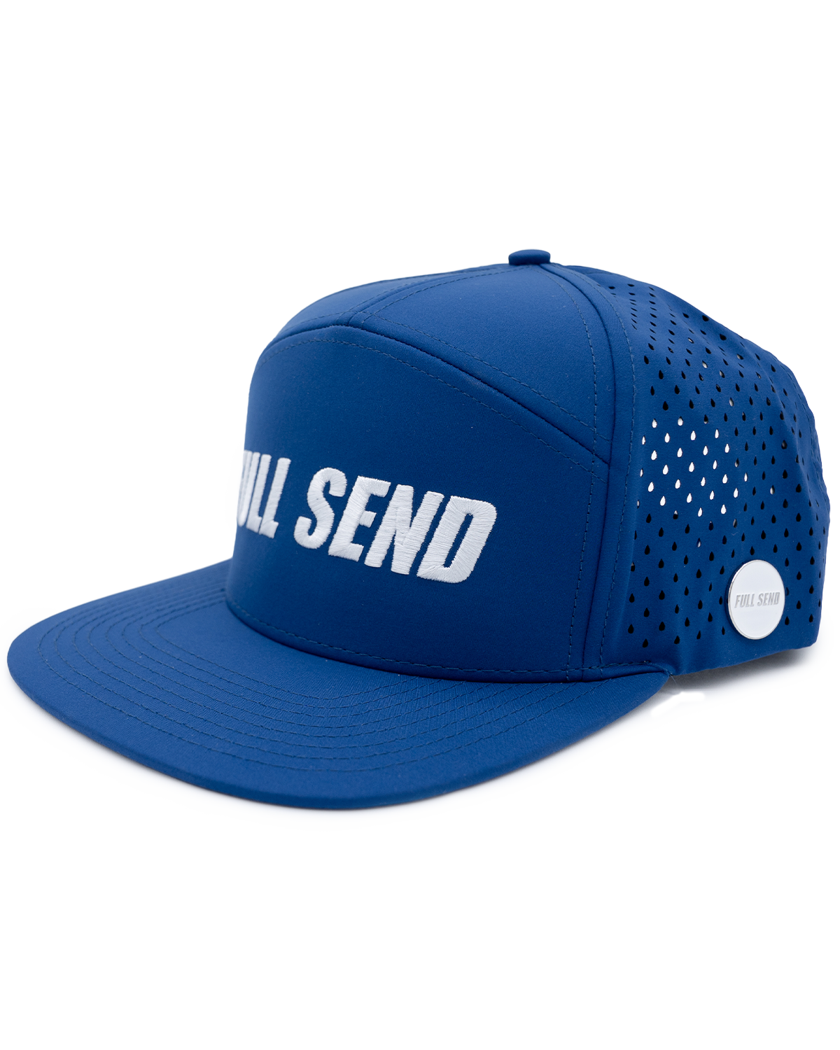 Full Send Golf Hat Blue/White Logo Hydro Hat