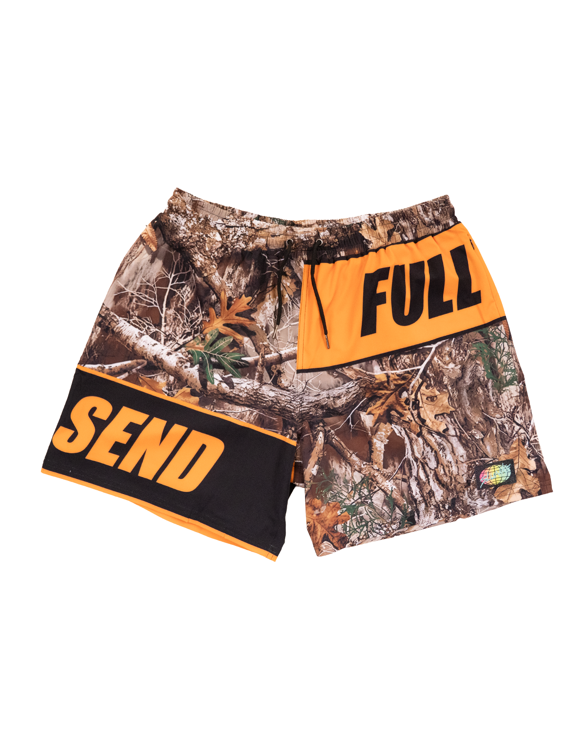 Full Send x Slunks Orange Camo Swim Trunks