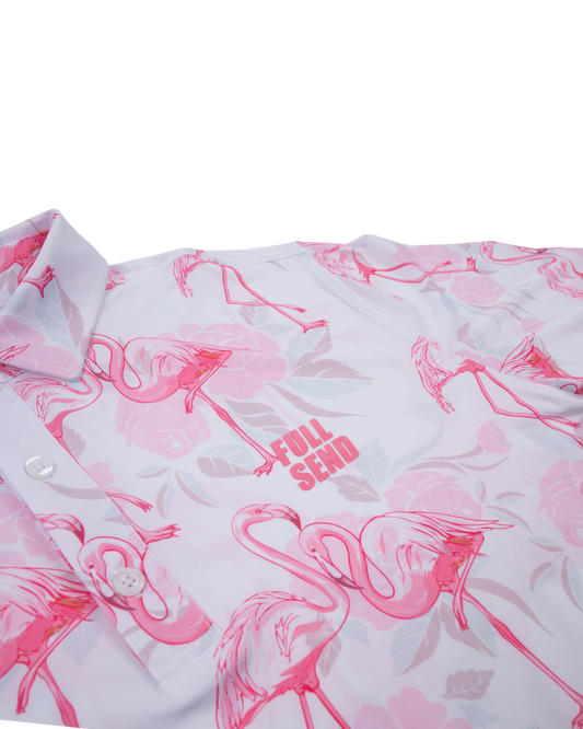 Full Send Golf Pink Flamingo Polo