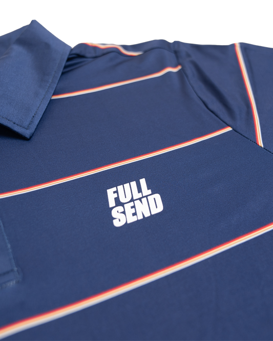 Full Send Golf Stripes Navy/Red Polo