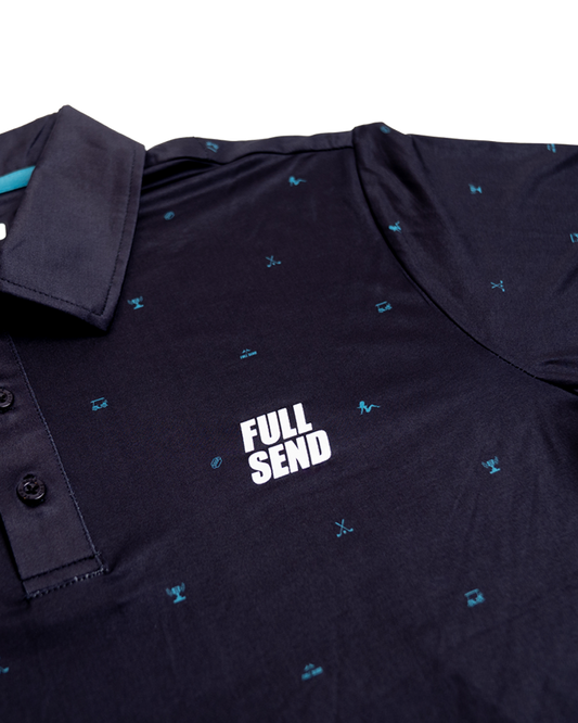 Full Send Golf Mini Party Black/Turqoise Polo