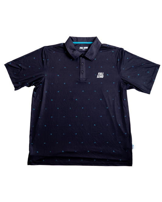 Full Send Golf Mini Party Black/Turqoise Polo