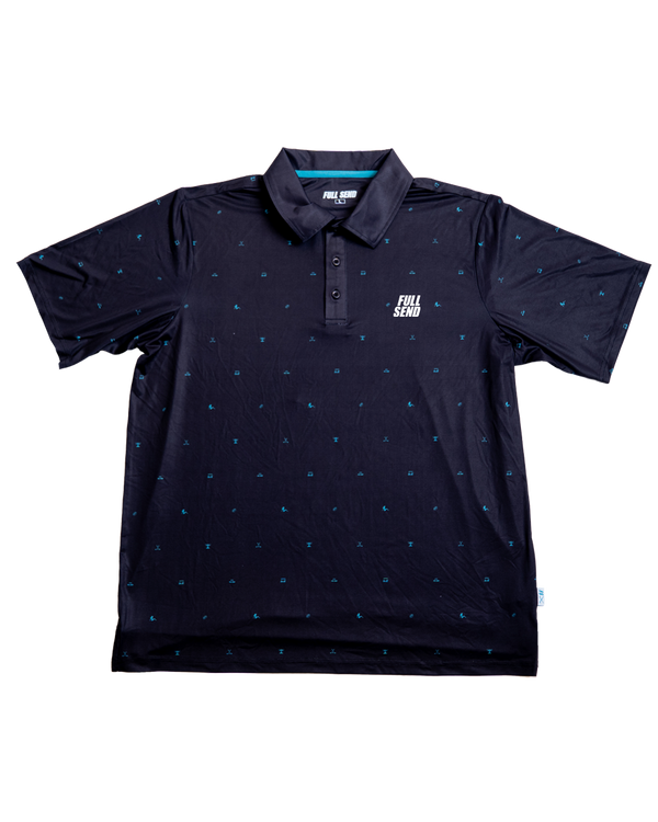 Full Send Golf Mini Party Black/Turqoise Polo