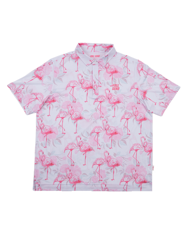 Full Send Golf Pink Flamingo Polo