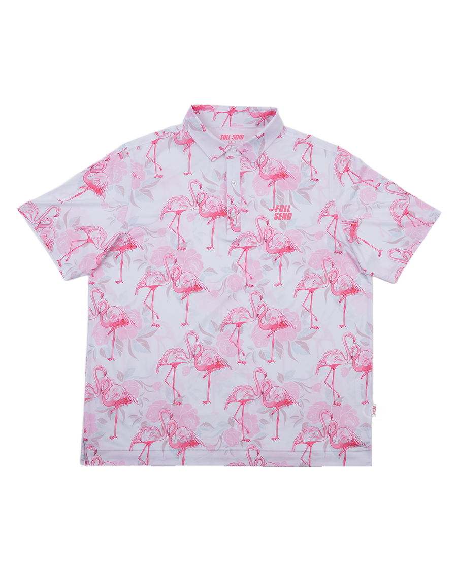 Full Send Golf Pink Flamingo Polo