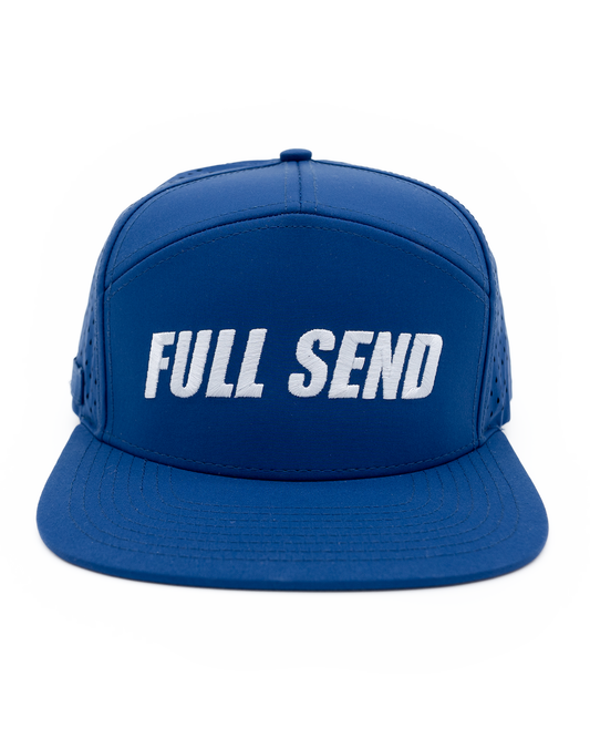 Full Send Golf Hat Blue/White Logo Hydro Hat
