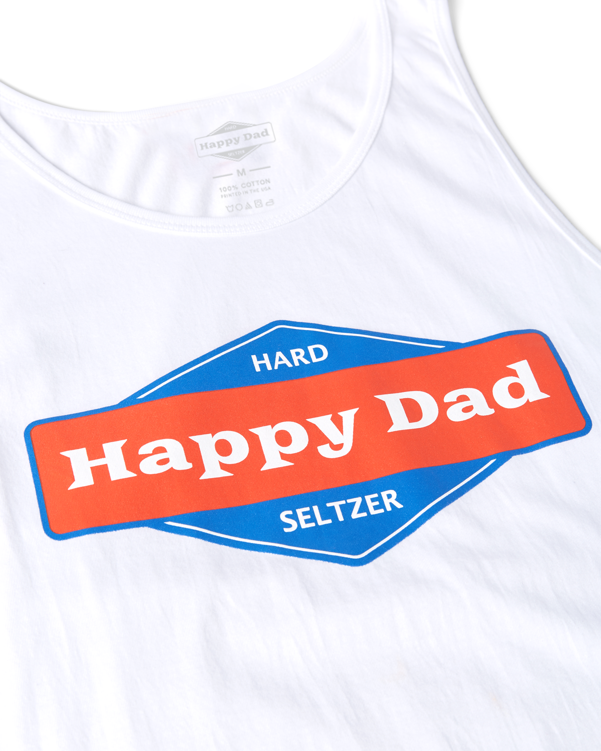 Happy Dad Front Logo Tank Top (White)