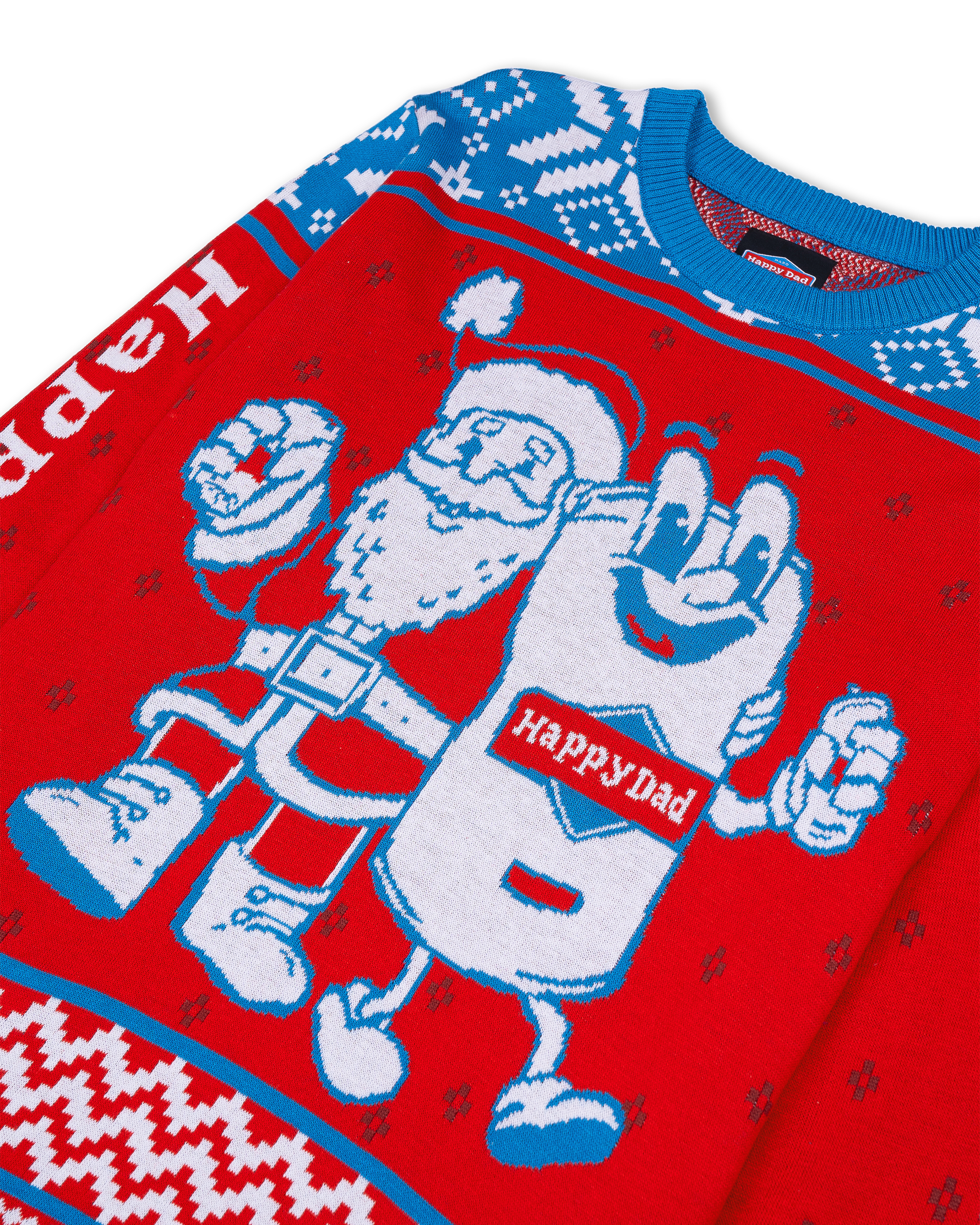 Happy Dad Ugly Sweater 2024 (Red/Blue)