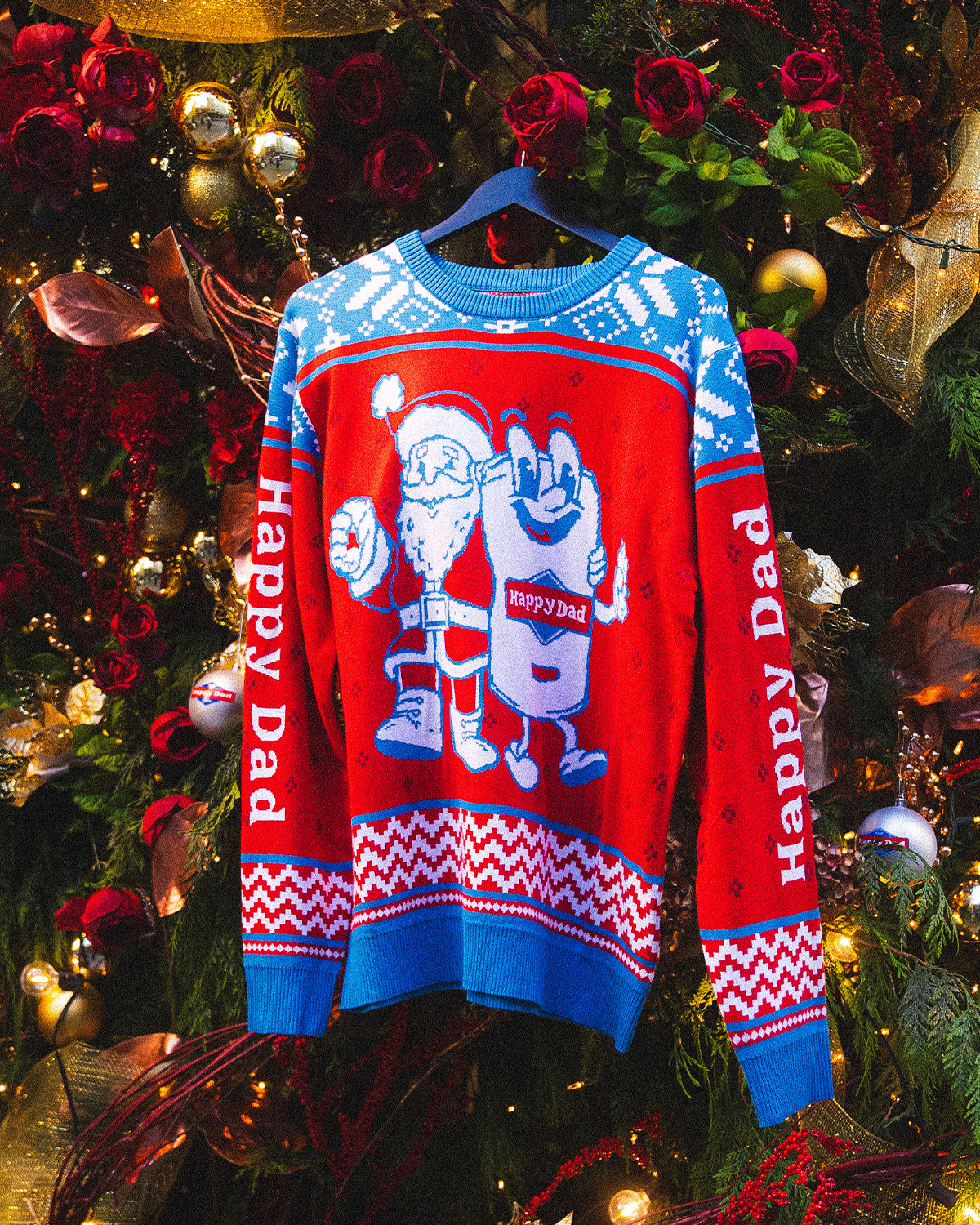 Happy Dad Ugly Sweater 2024 (Red/Blue)