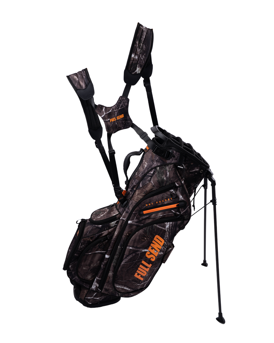 Full Send Golf Orange Camo Stand Bag