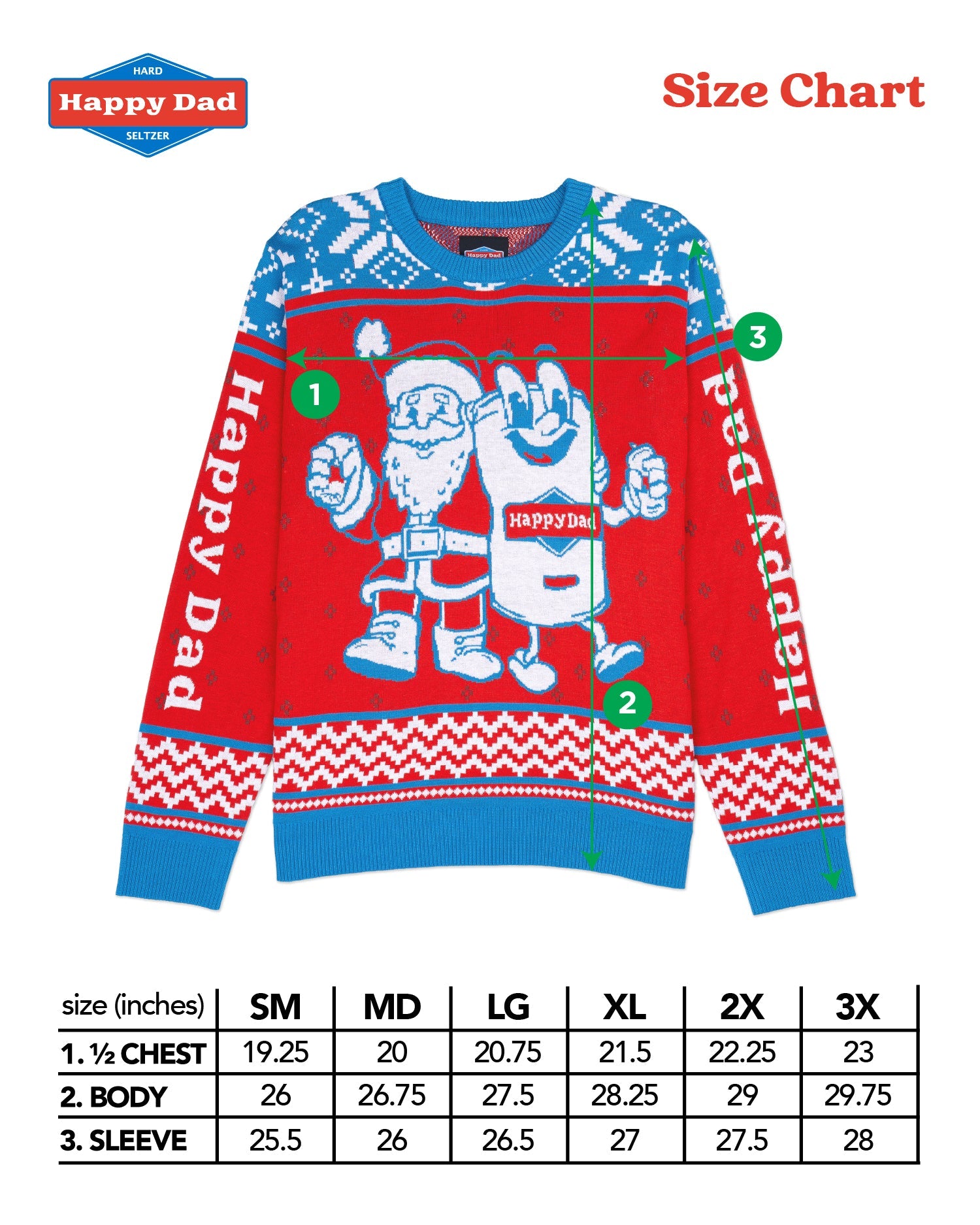 Happy Dad Ugly Sweater 2024 (Red/Blue)