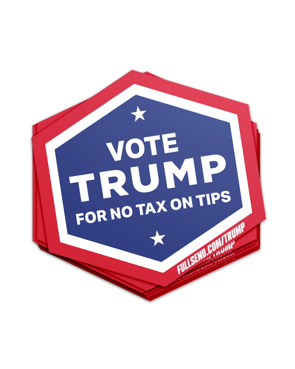 Trump No Tax Sticker - Hexagon (50 pack)