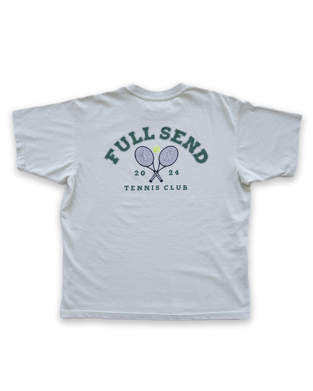 【COMFORT】 Tennis Club Logo Long-Sleeve : White flatlay-leisuretee-white-back-