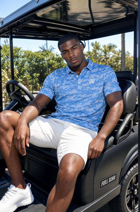 Full Send Golf Blue Camo Polo