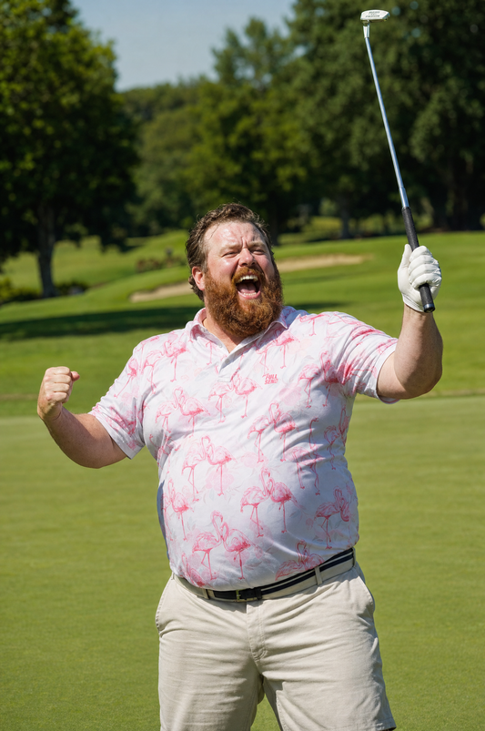 Full Send Golf Pink Flamingo Polo